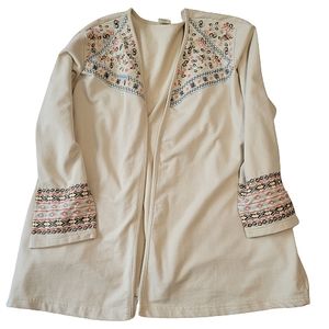Blair women's tan with multicolored embroidery design cardigan size 3x